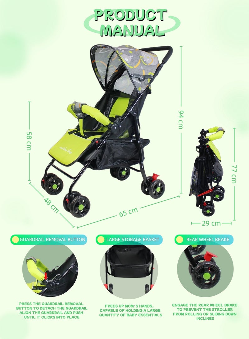 Foldable Ultra Lightweight Travel Stroller with Multi Position Reclining Seat Adjustable Canopy Foldable Storage Basket NO.1102 - Image 2